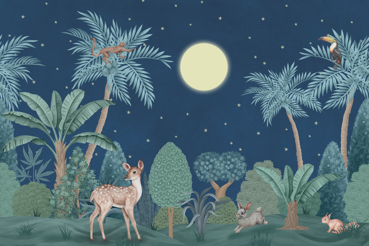 Moonlit Jungle Wall Mural in your room