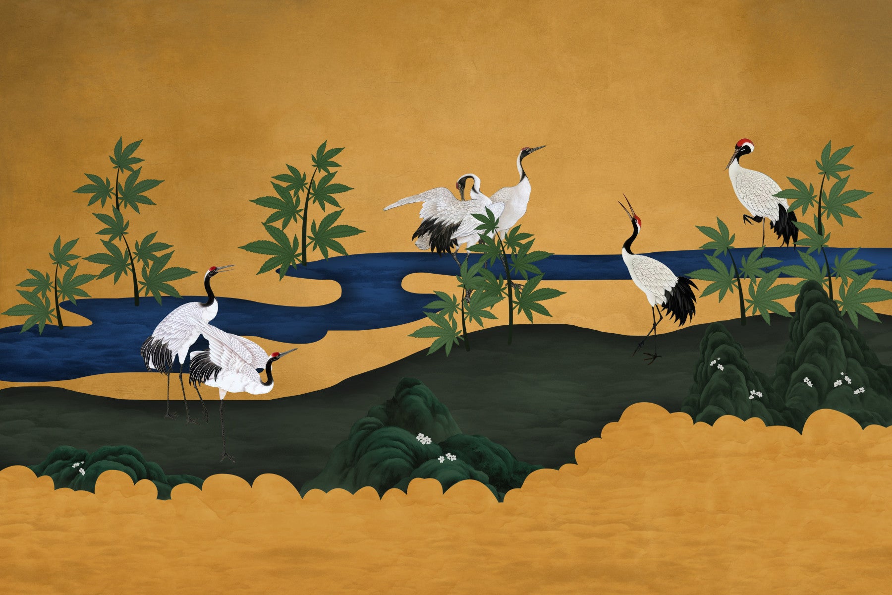 Crane Haven Wall Mural in your room — zoomed