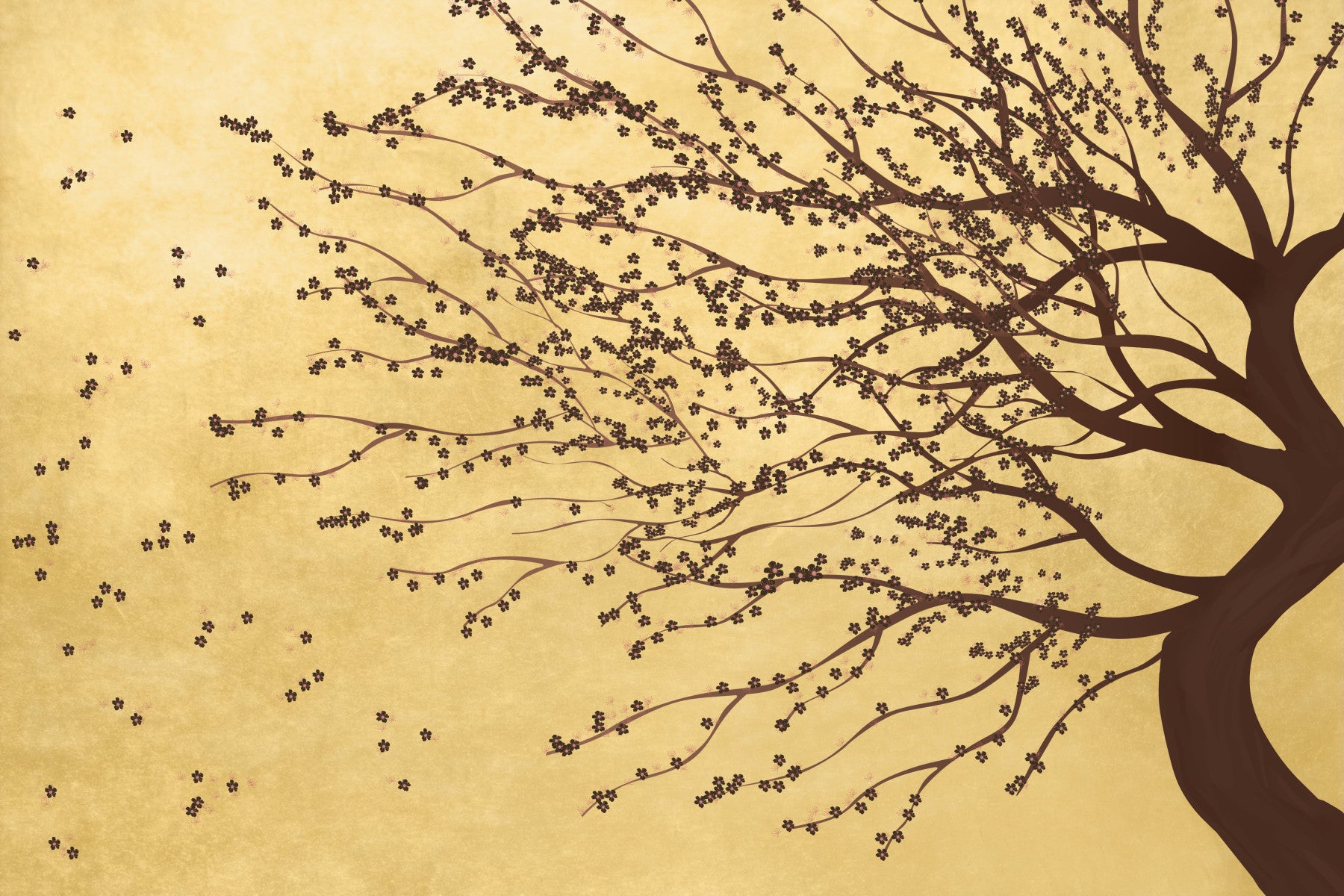 Golden Bloom Breeze Wall Mural