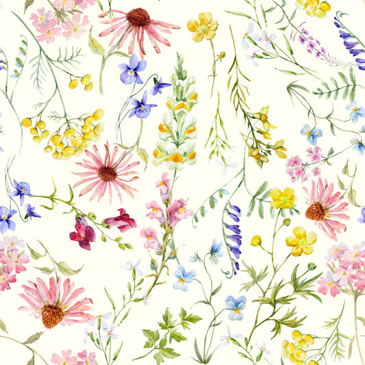 Blush Wildflower Meadow Wallpaper⁠