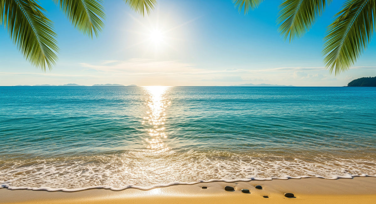 Sunny coastal Calm Wall Mural in your room — zoomed