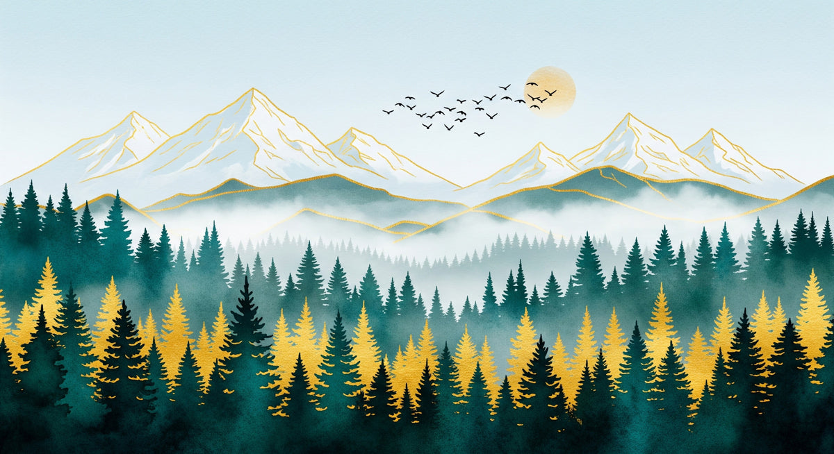 Golden Peaks Wall Mural