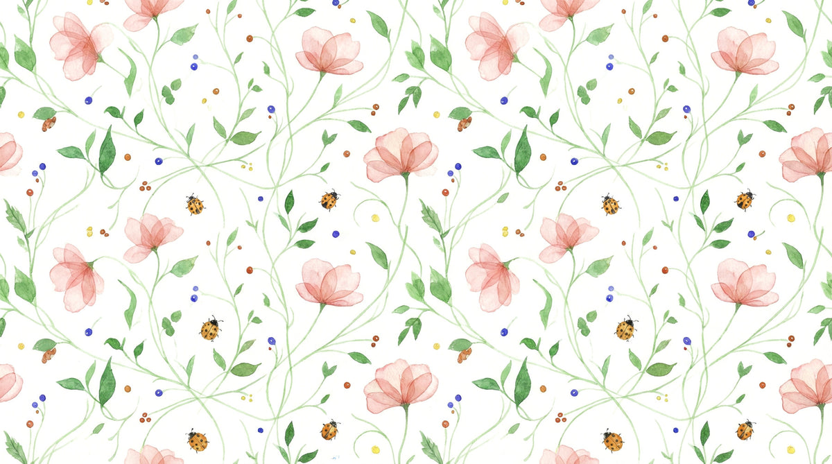 Ladybug Bloom Wall Mural in your room — zoomed