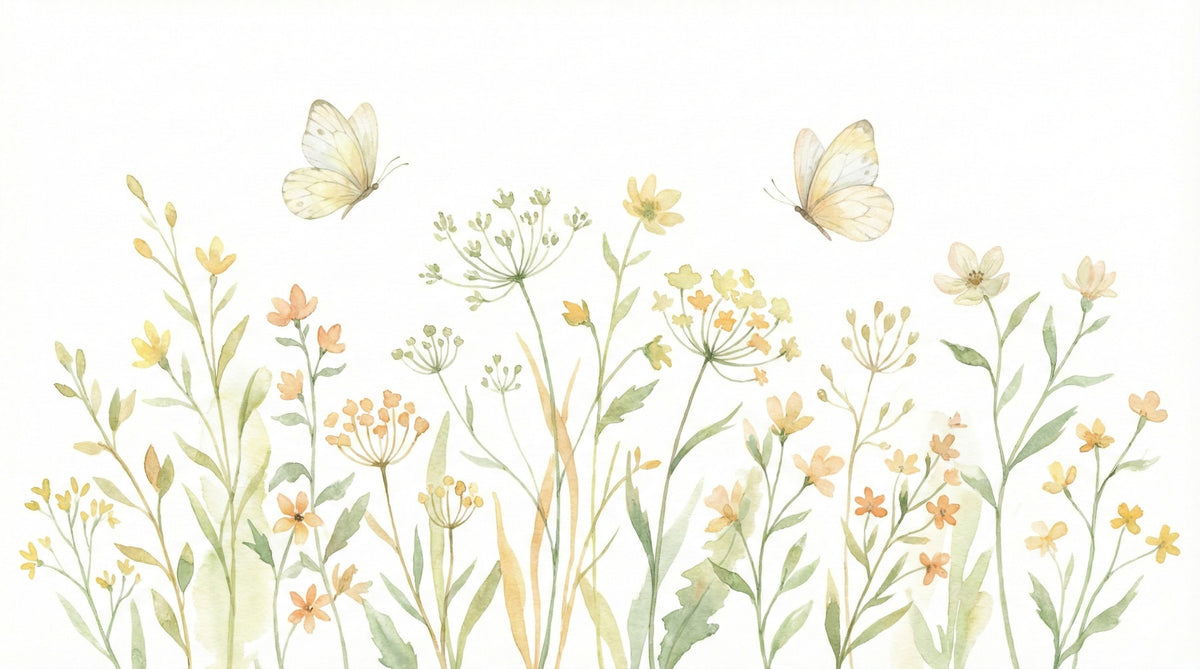 Butterfly Meadow Wall Mural in your room — zoomed