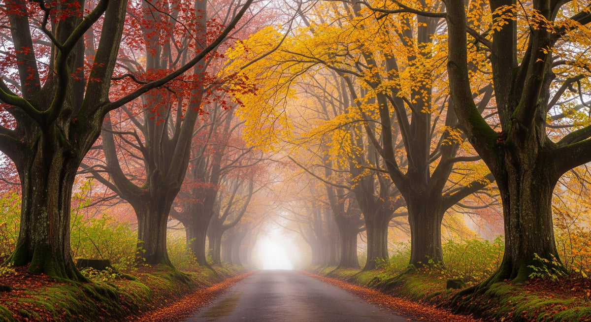 Ethereal Fall Road Wall Mural in your room
