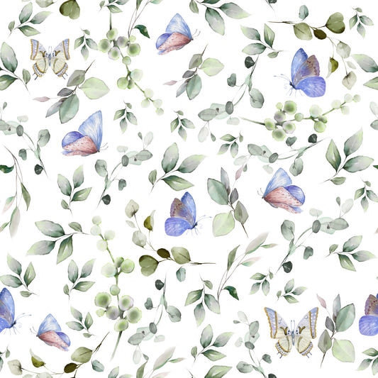 Blue Pastel Butterfly Garden Wallpaper⁠