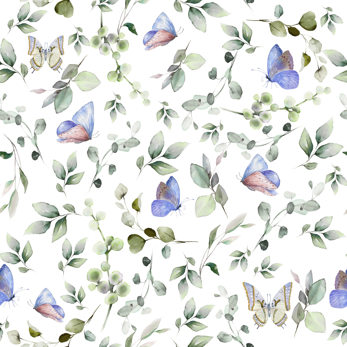 Blue Pastel Butterfly Garden Wallpaper⁠
