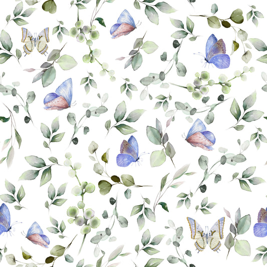 Blue Pastel Butterfly Garden Wallpaper⁠
