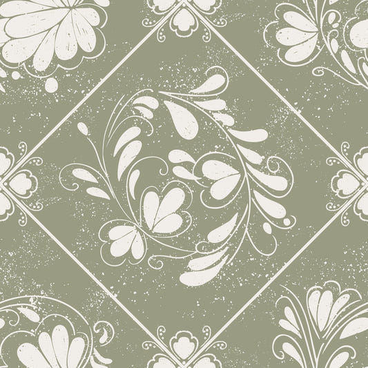 Distressed Diamond Flora Wallpaper⁠