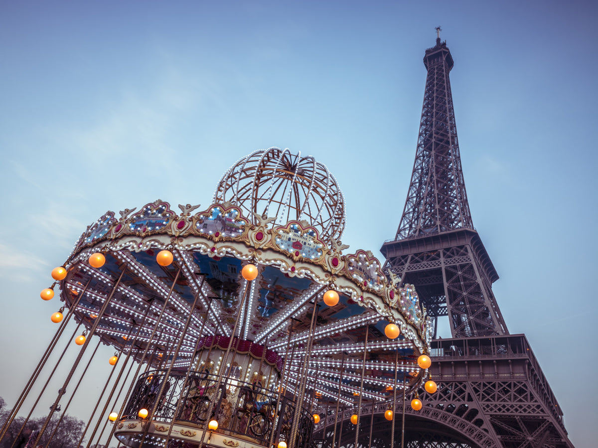 Carousel with the Eiffel Tower Wall Mural in your room