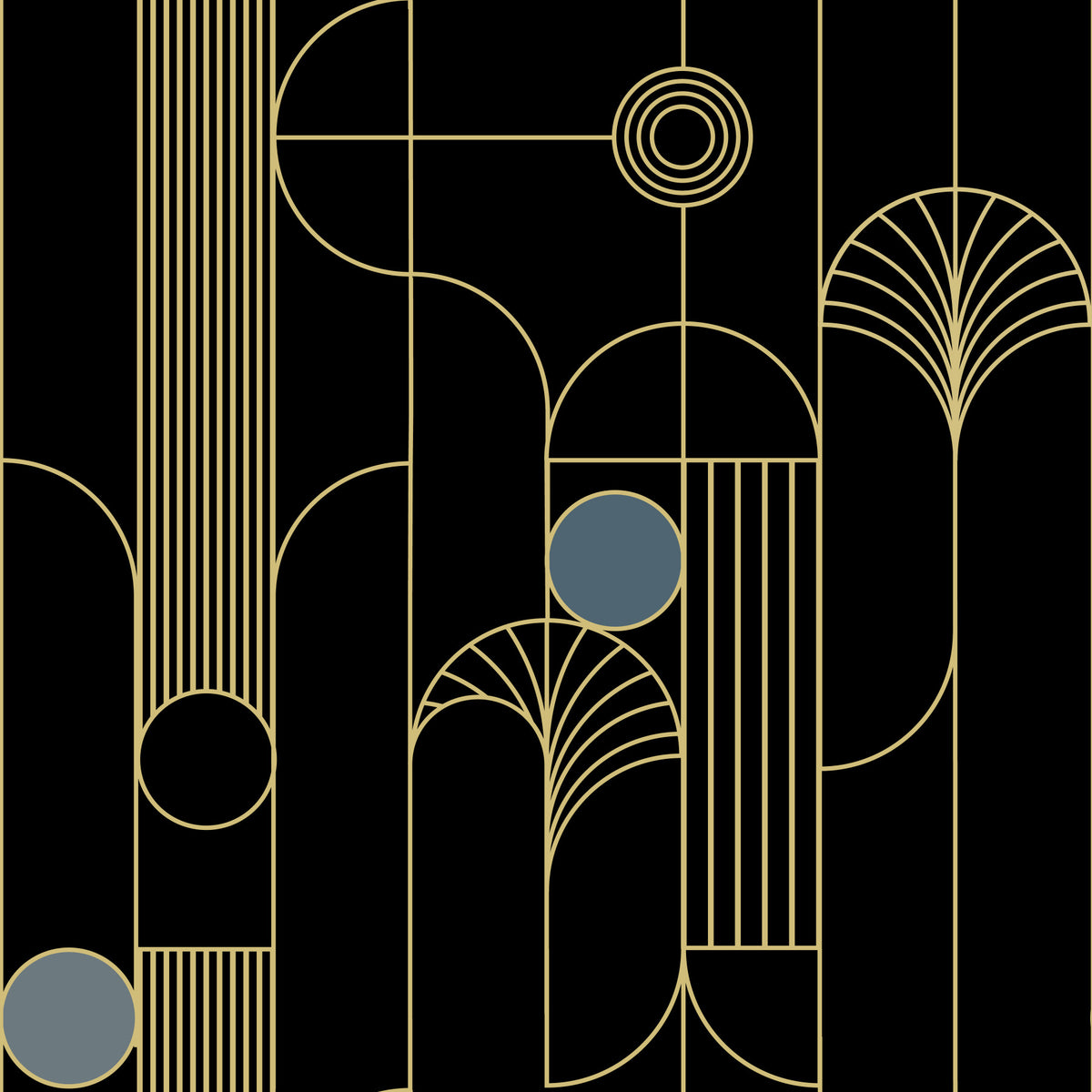 Golden Arcadia Harmony Deco Wallpaper⁠ in your room — zoomed