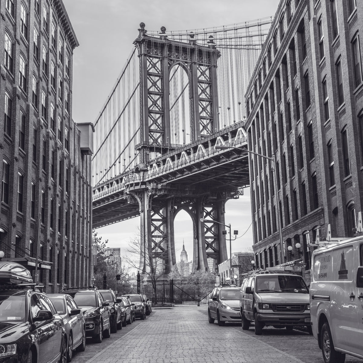 Manhattan Bridge gezien vanaf de muurschildering in Dumbo in your room