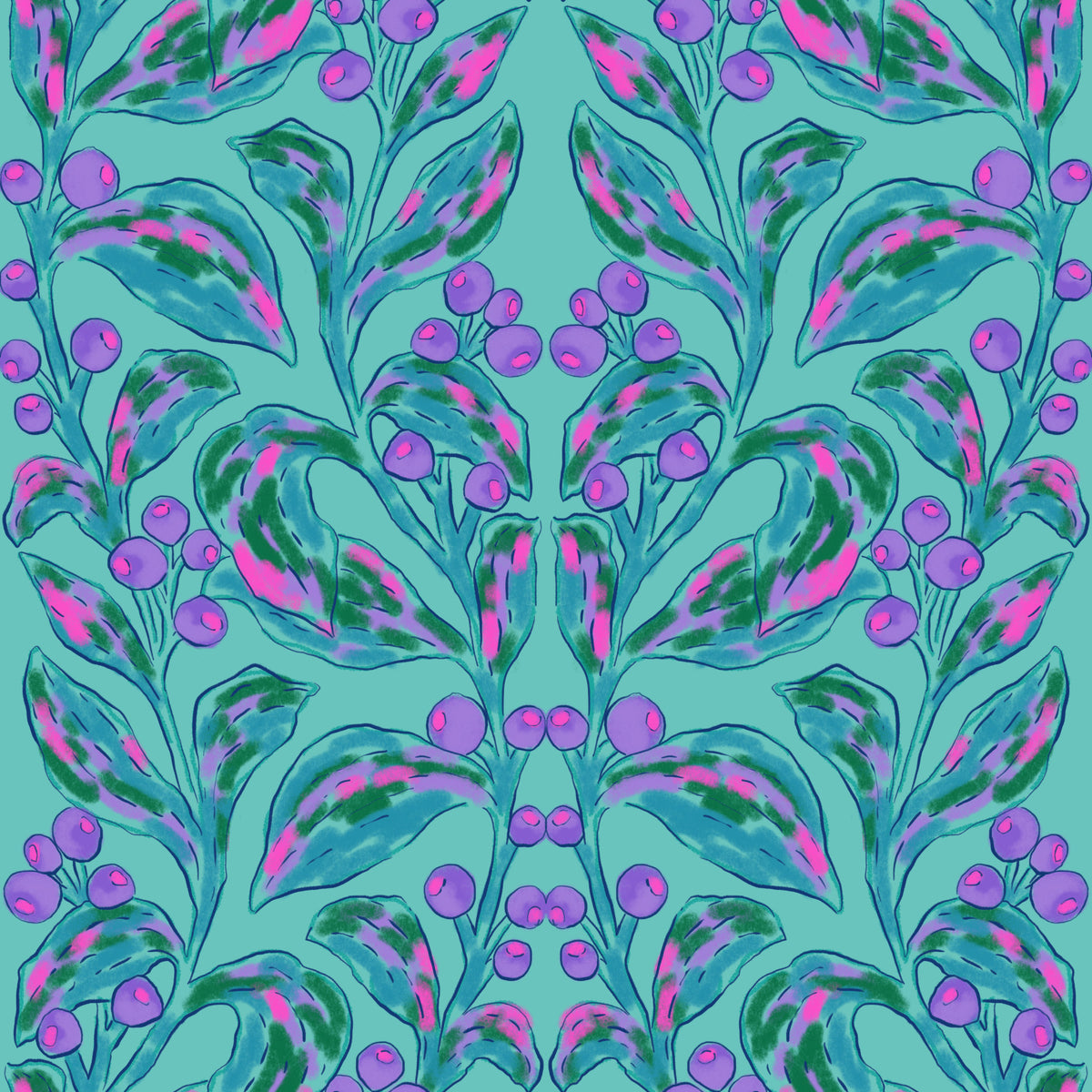 Electric Berries and Bloom Wallpaper⁠ in your room — zoomed