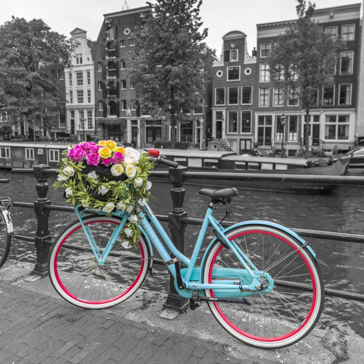 Floral Bicycle of Amsterdam Wall Mural in your room — zoomed