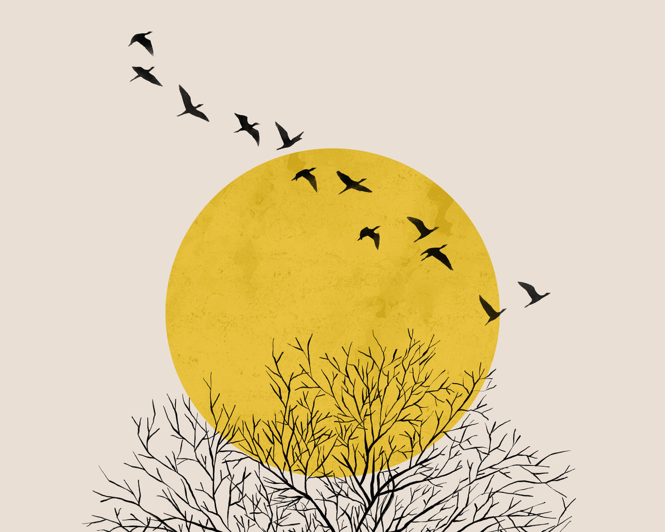 Wandbild „Vögel bei Sonnenaufgang“