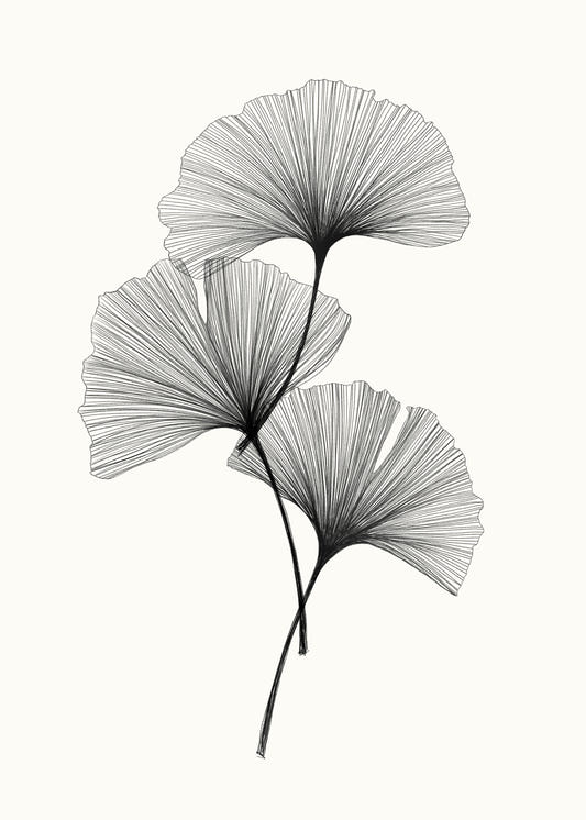 Fresque murale Ginkgo Line