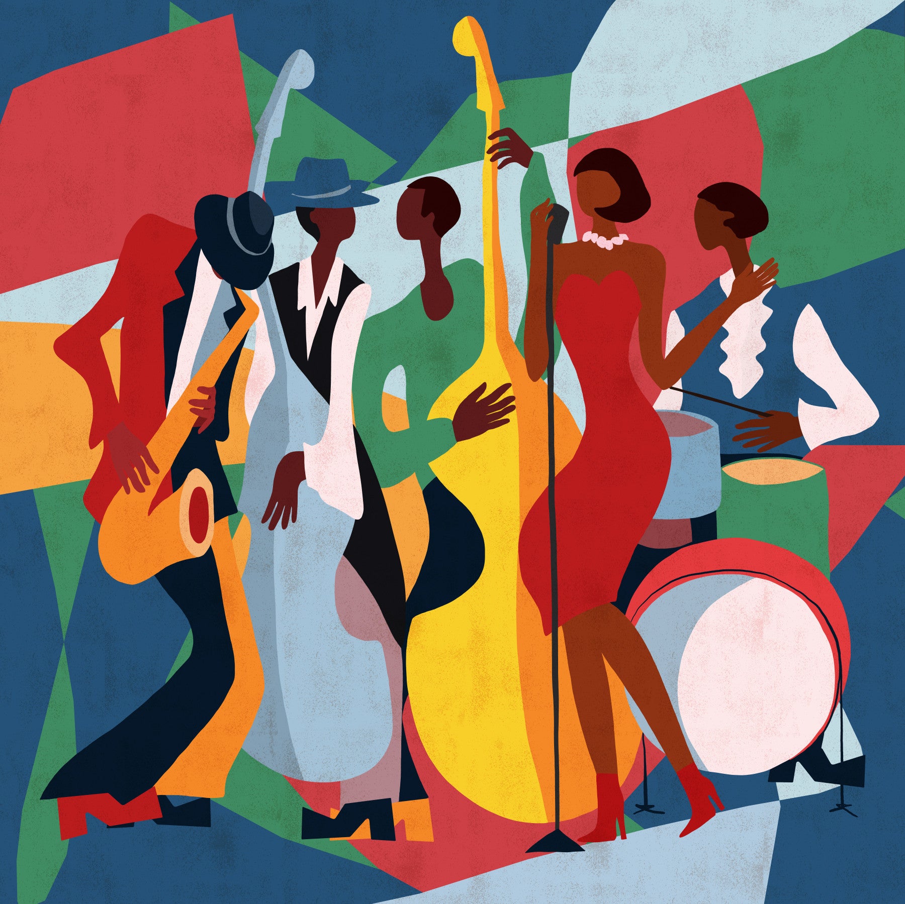 Mural de pared del conjunto de jazz