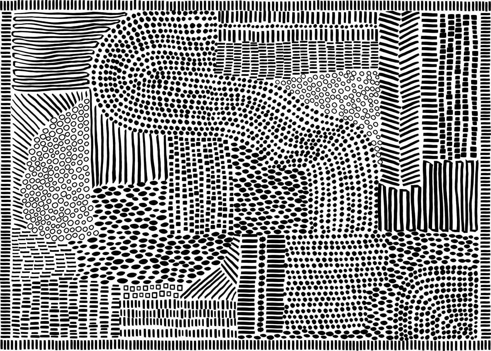 Fresque murale en noir et blanc représentant un labyrinthe