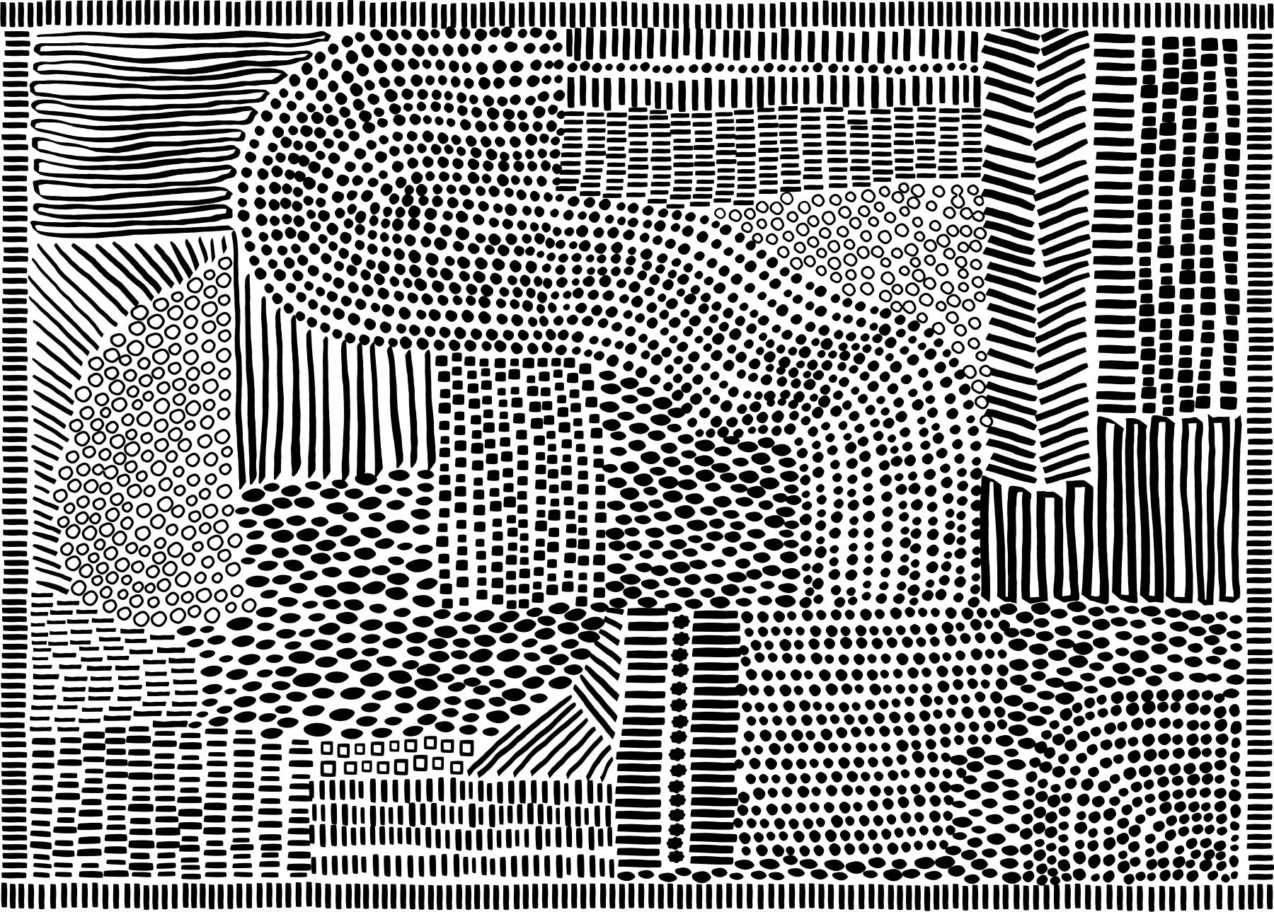 Fresque murale en noir et blanc représentant un labyrinthe in your room — zoomed