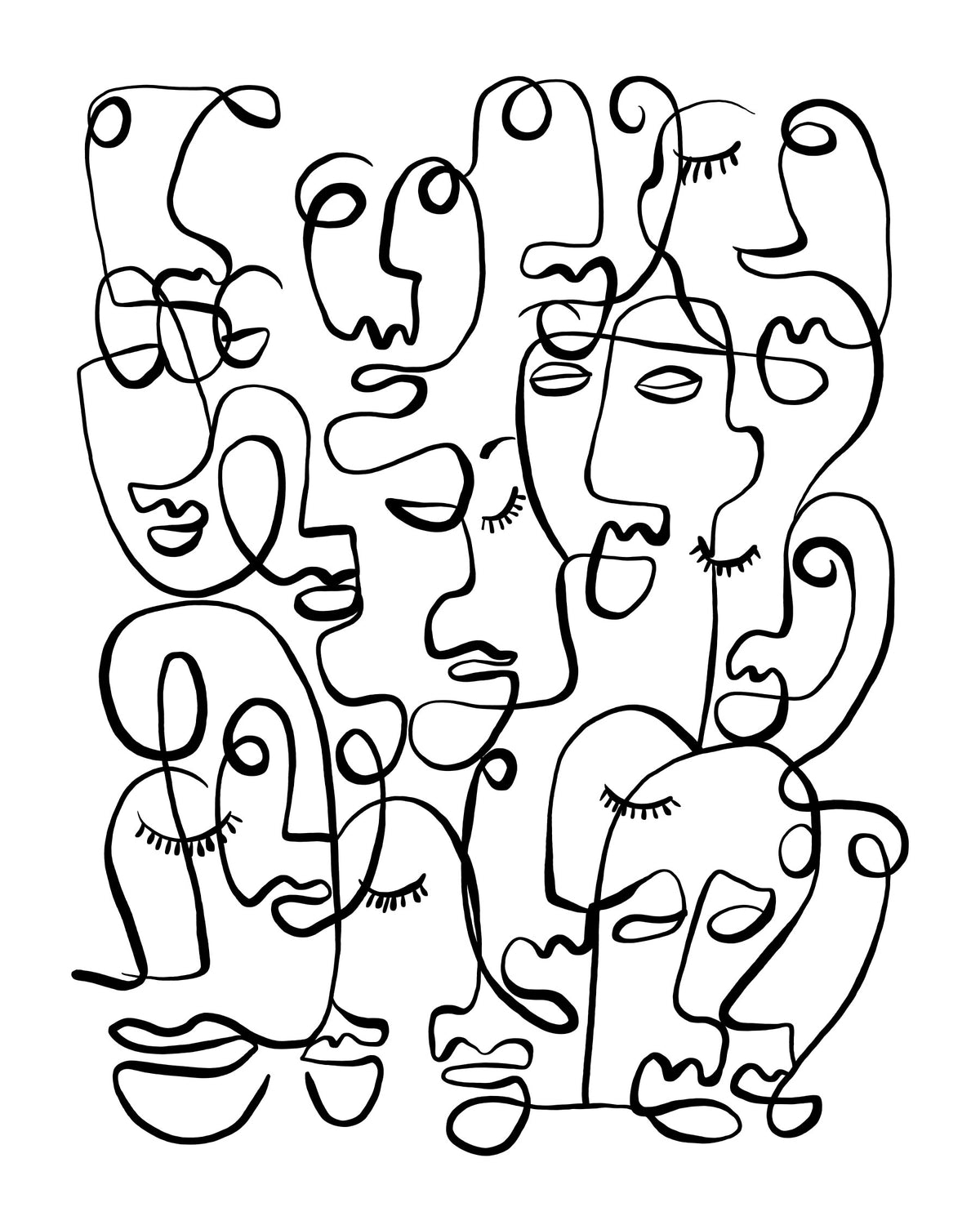 Portraits abstraits - Fresque murale
