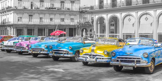 Wandbild mit Oldtimer-Fahrzeugen