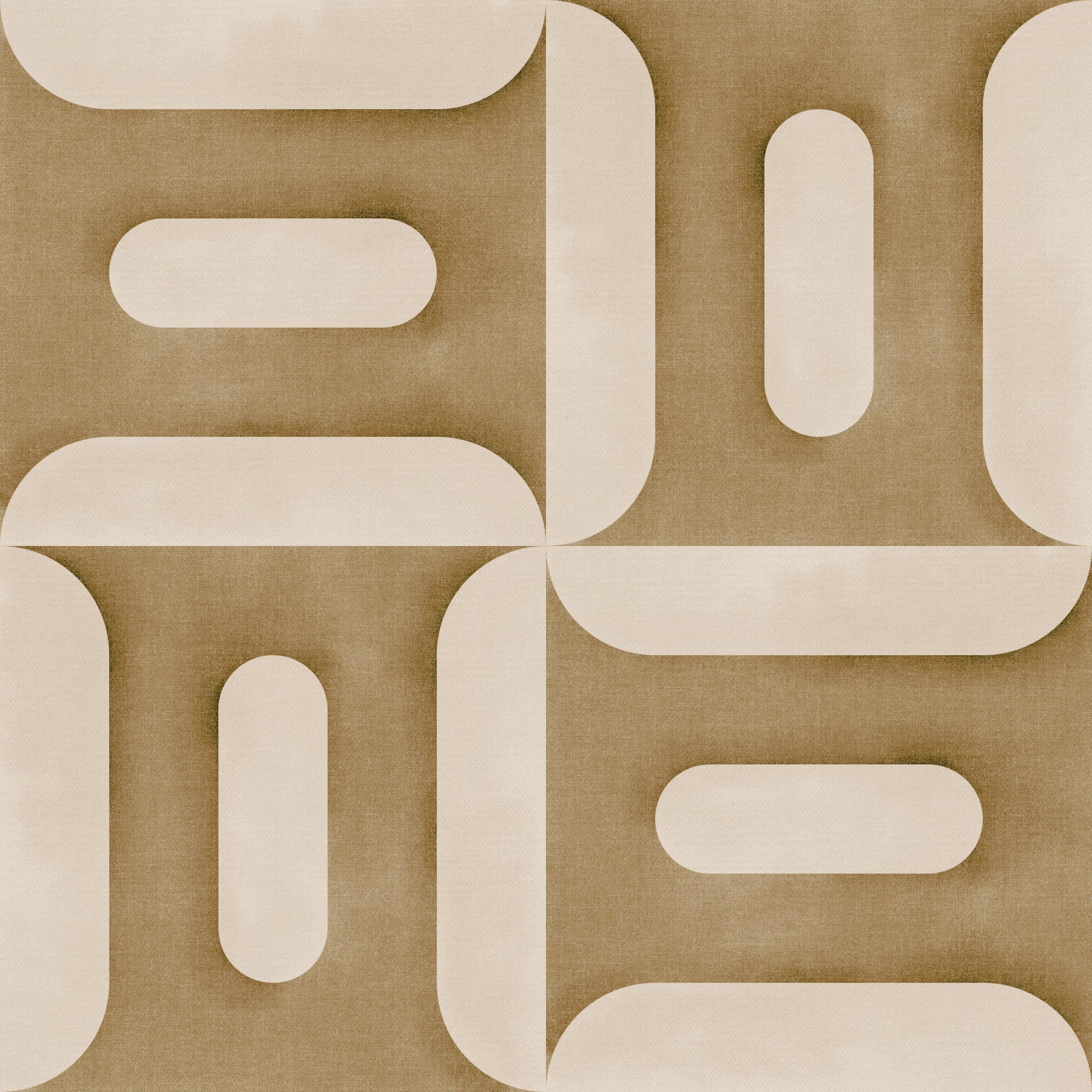 Moderne, strukturierte Kameltapete mit geometrischen Geometrien