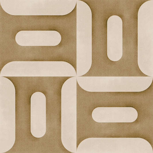 Moderne, strukturierte Kameltapete mit geometrischen Geometrien