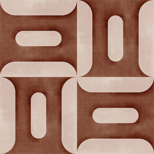 Carta da parati moderna con geometrie strutturate color rame