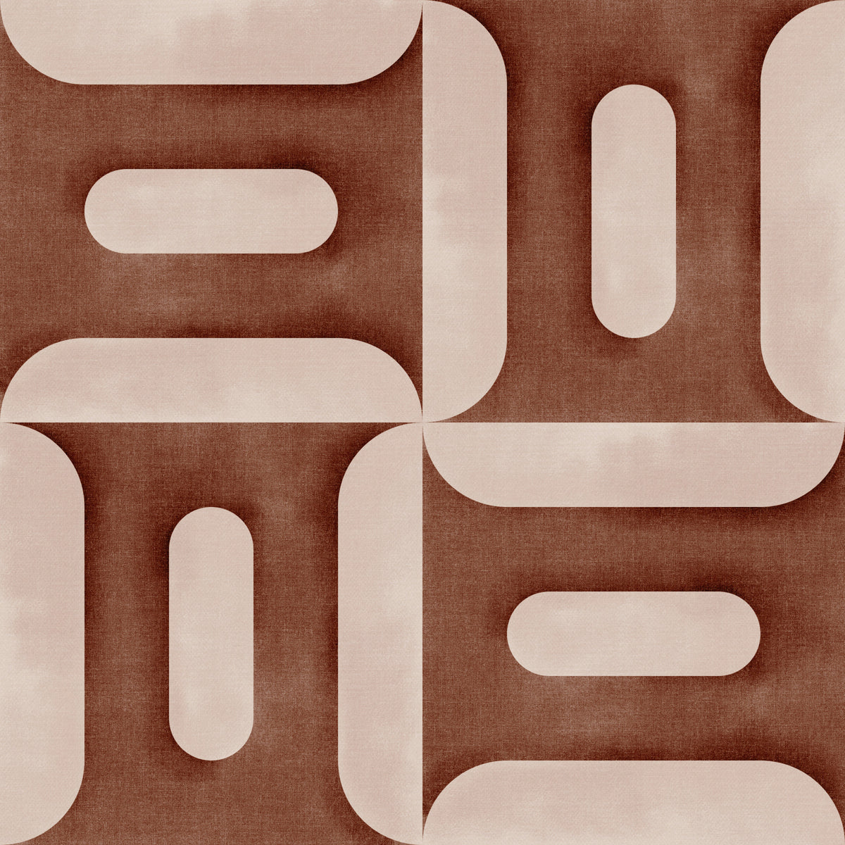 Modern behang met geometrische patronen in koperkleur