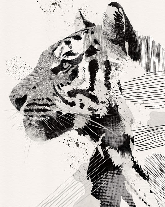 Portrait mural à l'encre de tigre