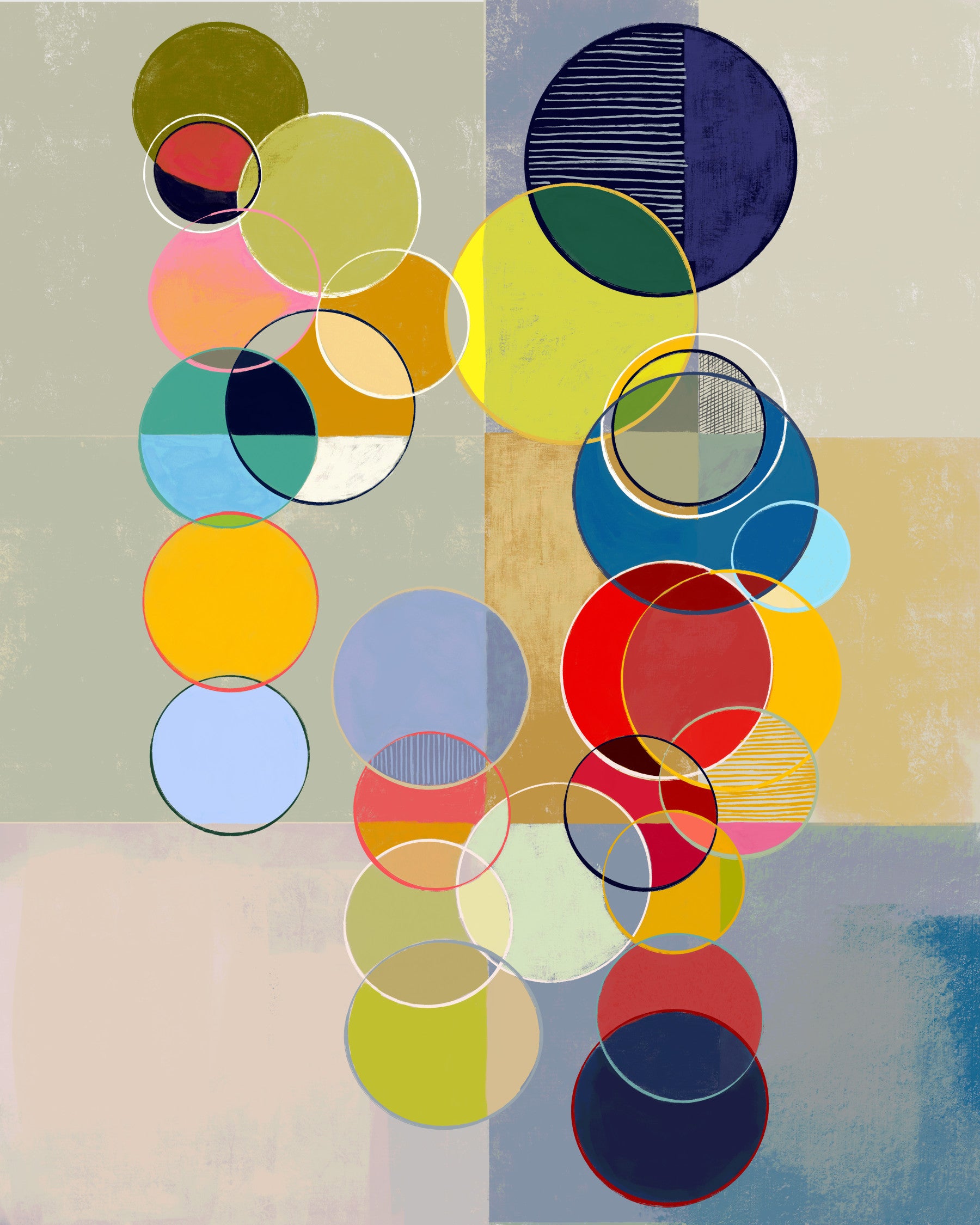 Fresque murale de cercles chromatiques