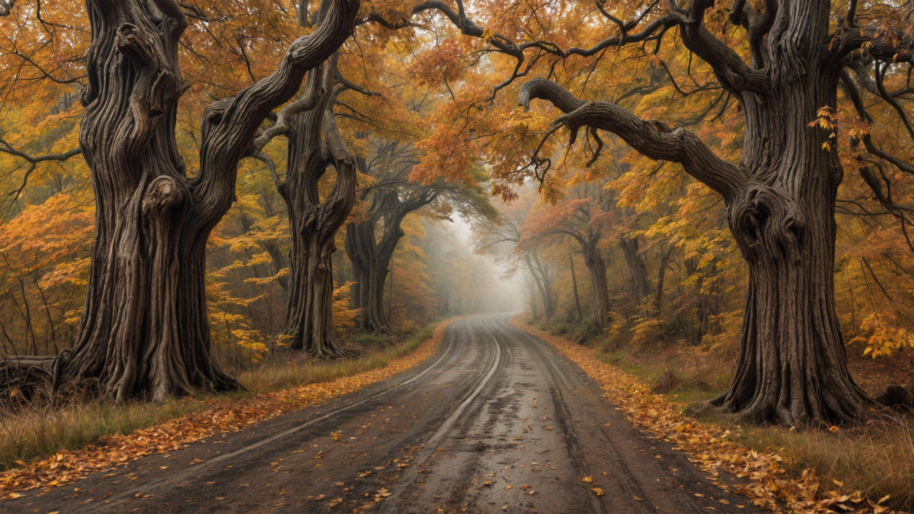Murale con tettoia autunnale in your room — zoomed