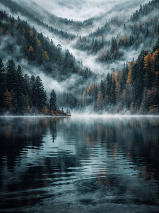 Fresque murale « Reflets du lac mystique »