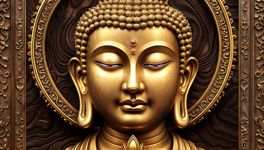 Fridfull guld Buddha väggmålning