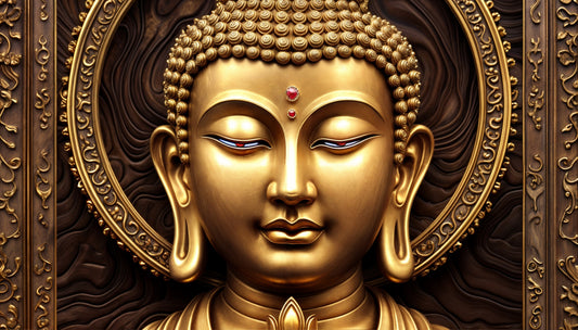 Fredelig gull Buddha veggmaleri