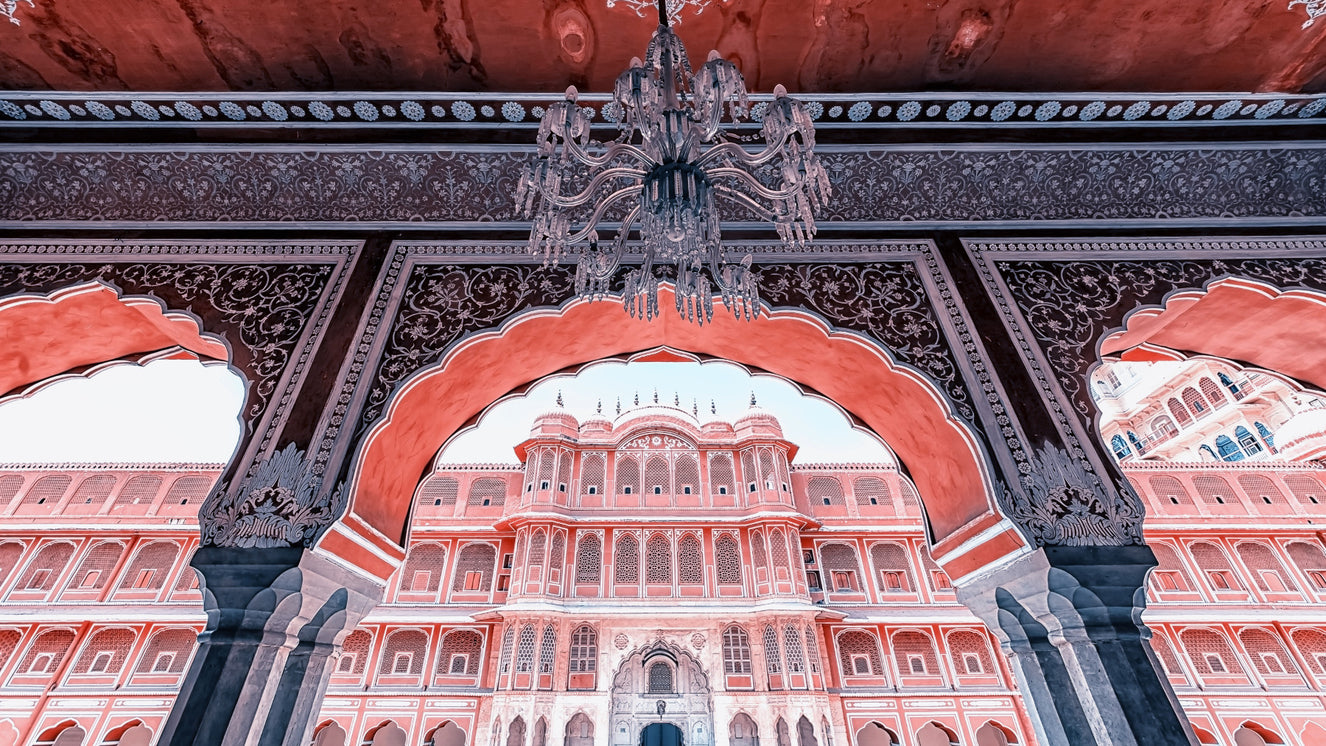Wandbild mit Blick auf den Jaipur-Palast