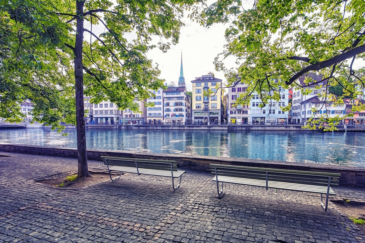 Veggmaleri med elven Zürich