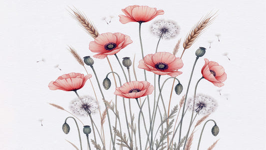 Painted Poppy Meadow Wall Mural