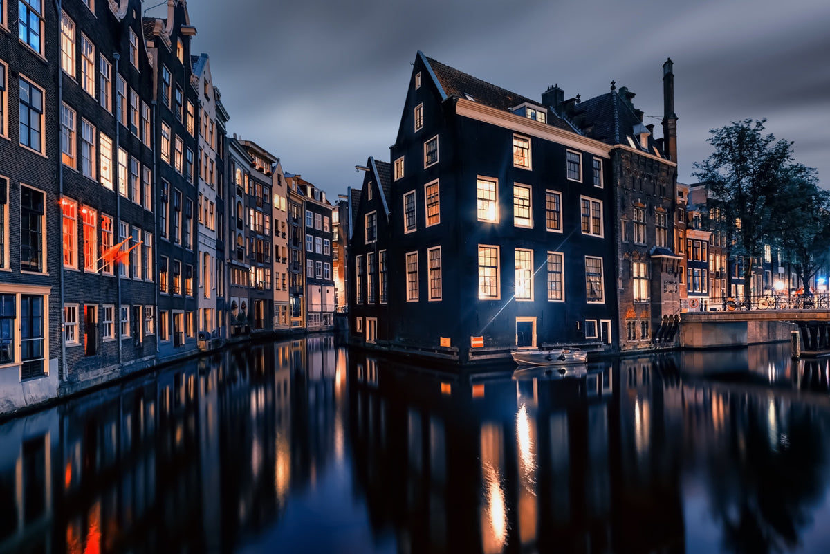 Nightfall Canals Wall Mural in your room — zoomed