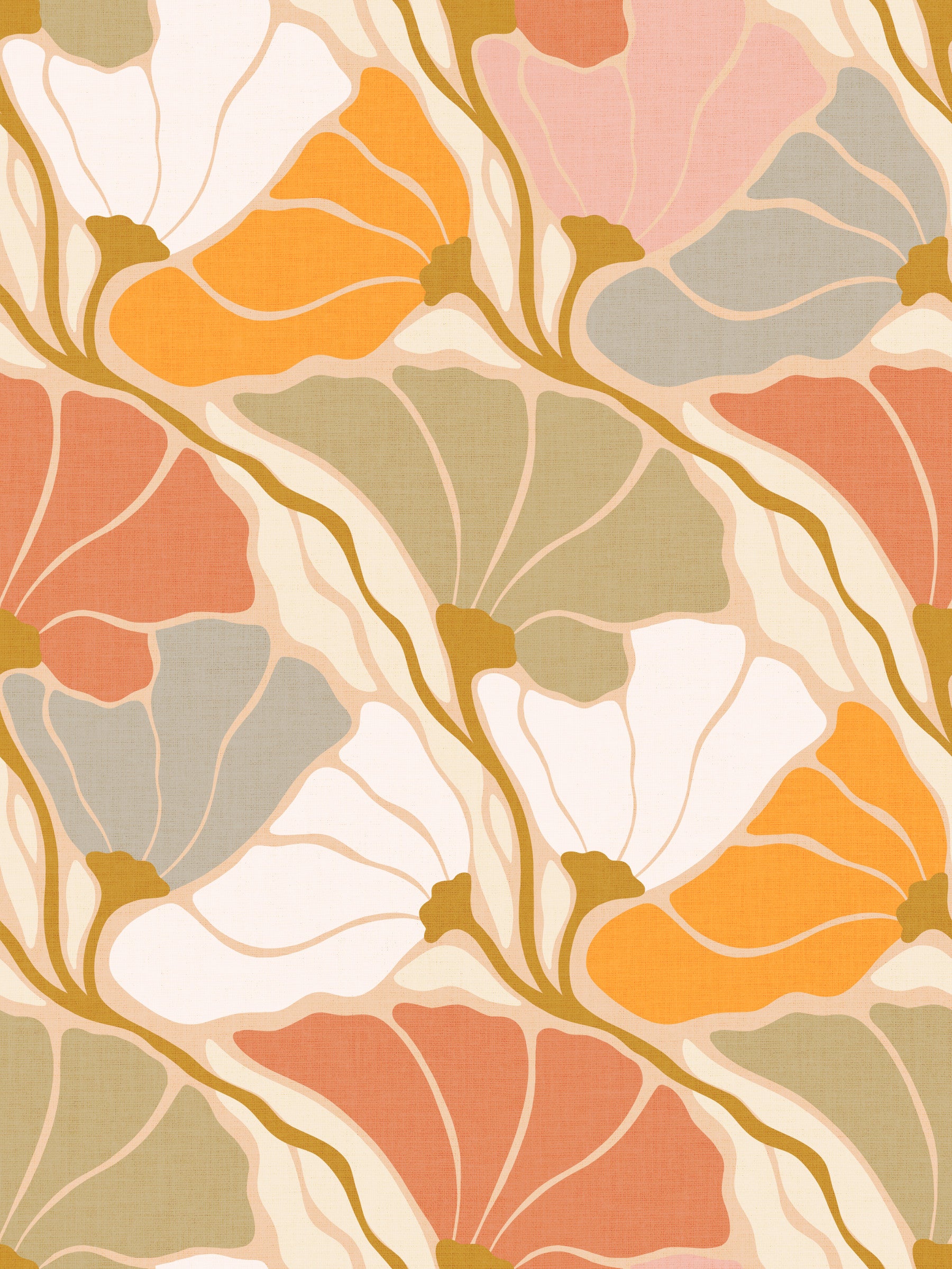Fan Flow de Art Nouveau Botanica - Fondo de pantalla de flores acogedoras⁠ in your room — zoomed
