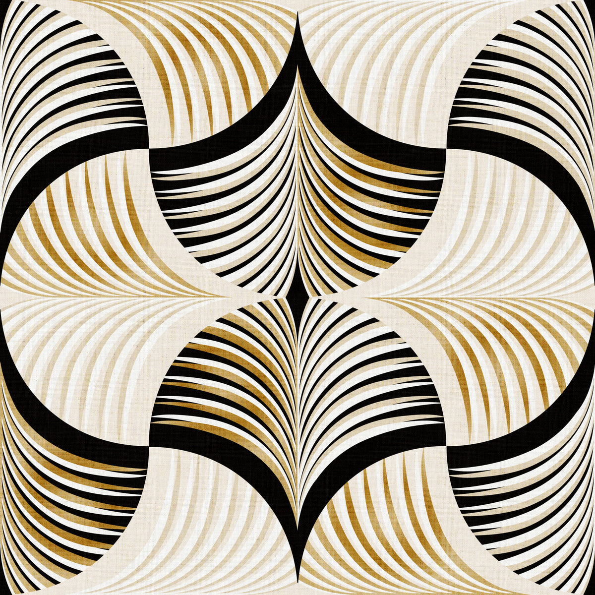Art Deco Botanisk Palmevifte Guld og Sort Tapet⁠ in your room — zoomed