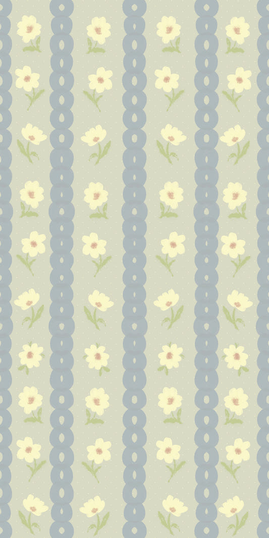 Soft Daisy Stripes Wallpaper⁠