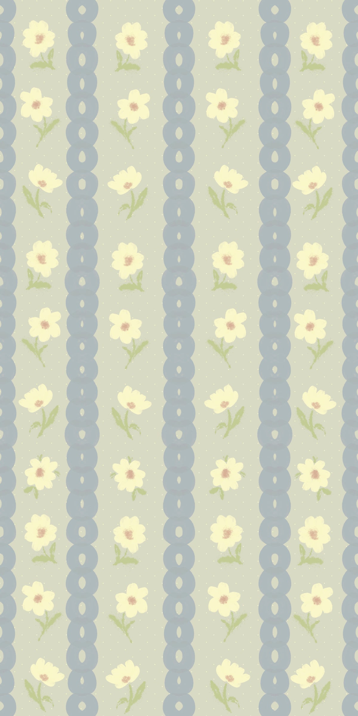 Soft Daisy Stripes Wallpaper⁠