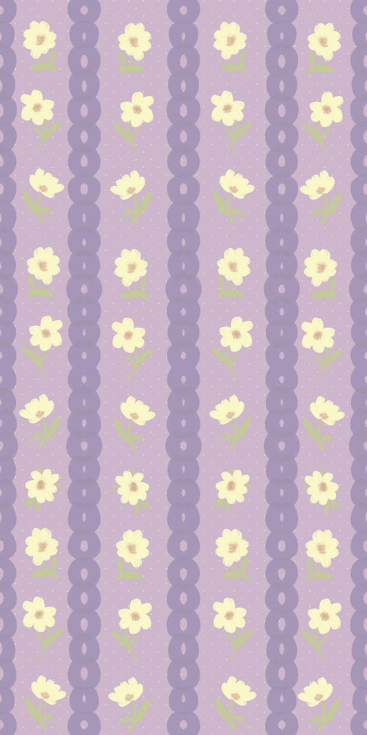 Tapete mit floralen Lavendelstreifen