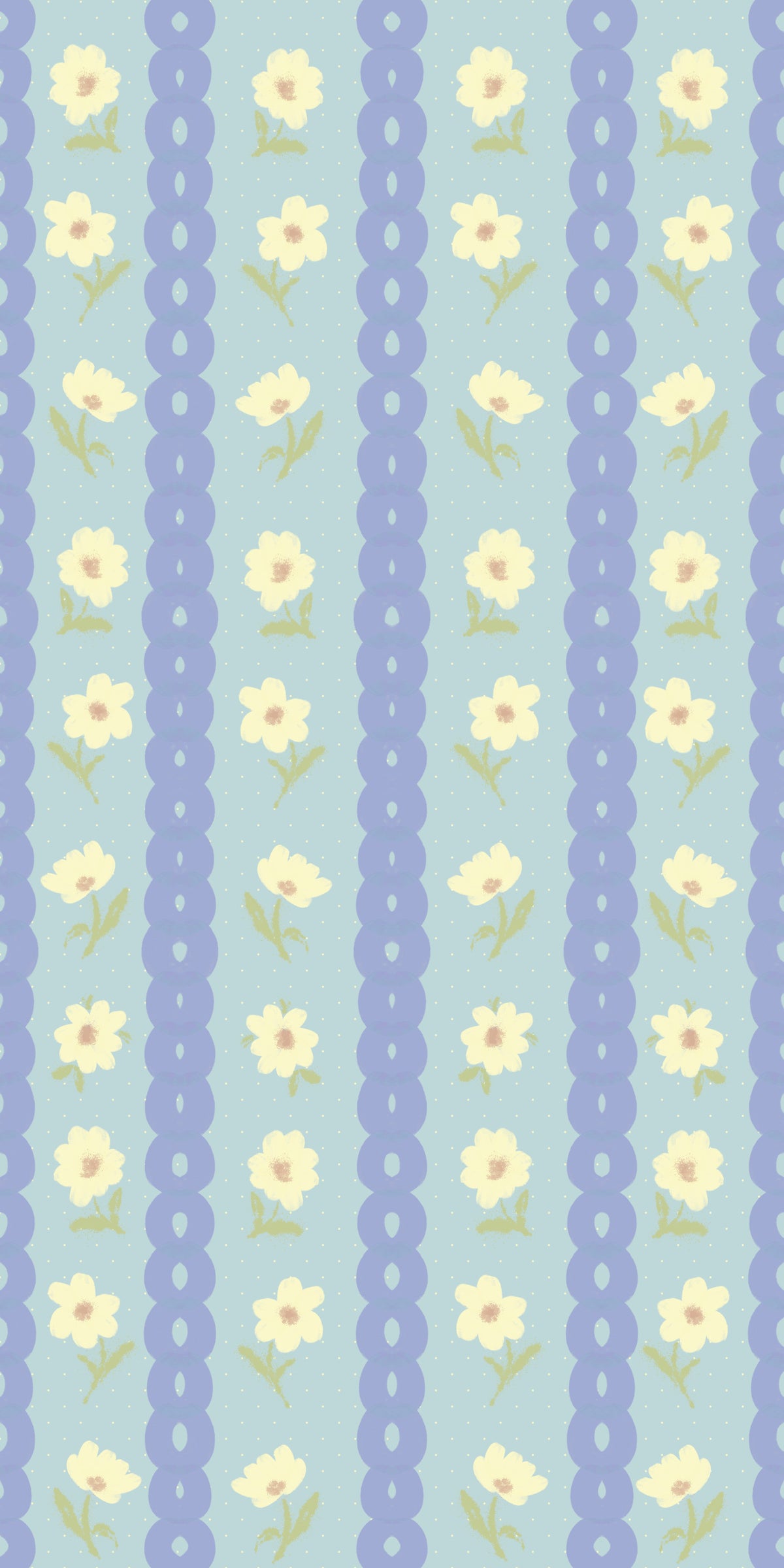 Behang met blauwe bloemstrepen in your room