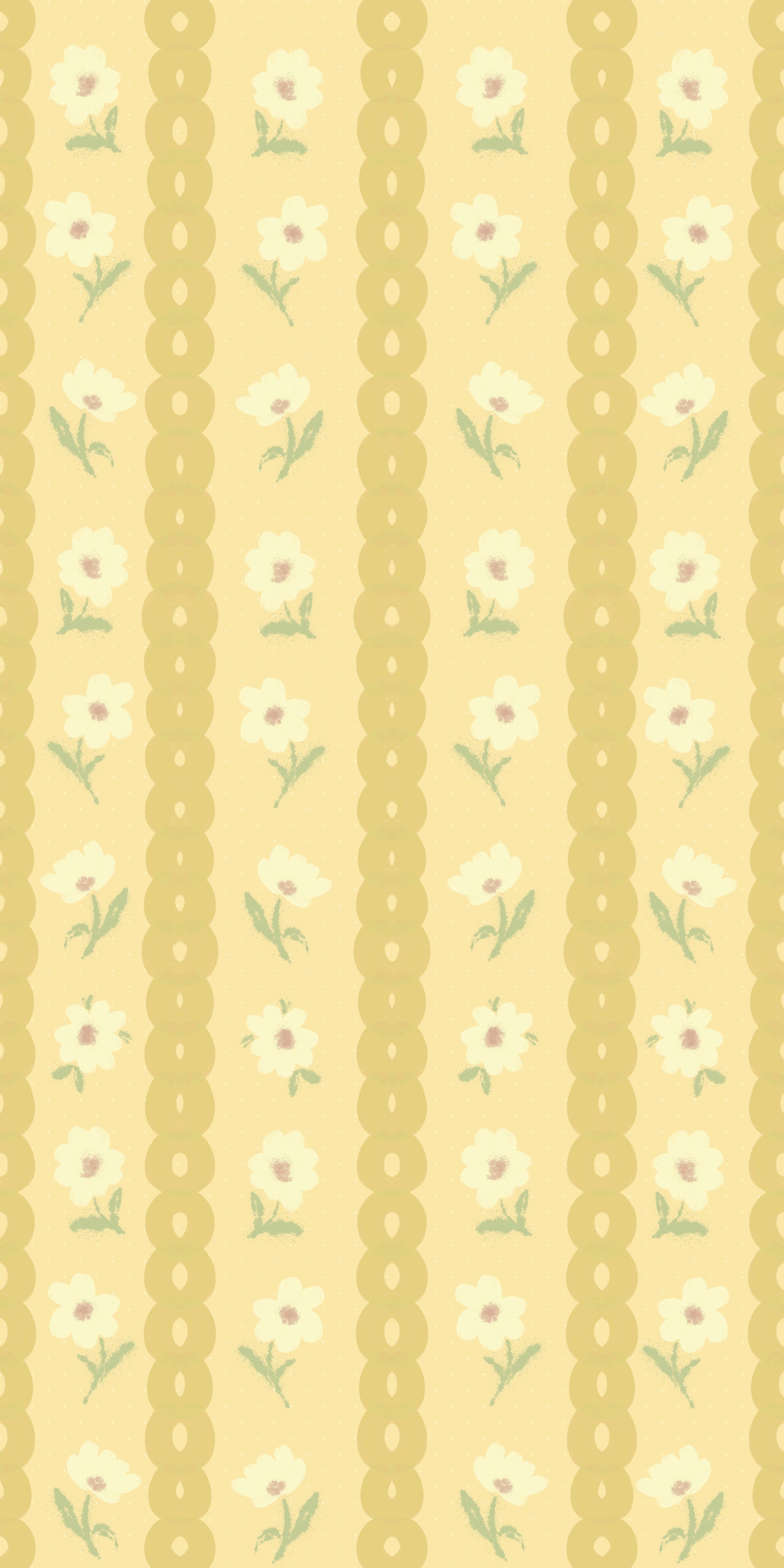 Papier peint rétro à guirlandes de marguerites