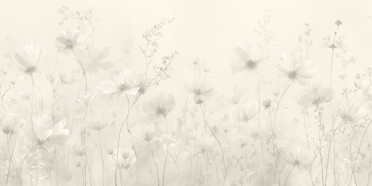 Motif floral doux et poétique – Fresque murale en lin in your room