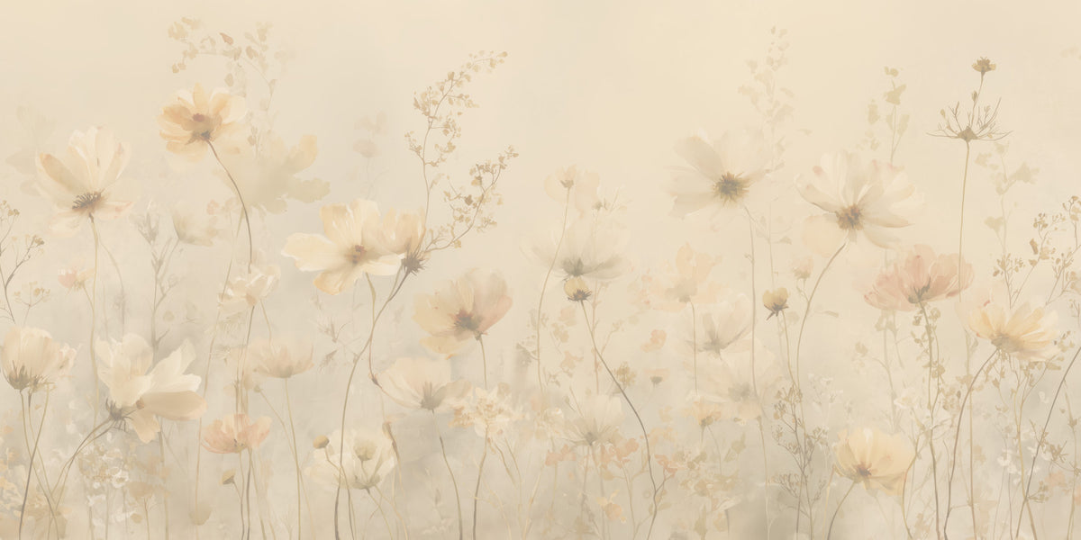 Poetic Soft Floral – Honey Wall Mural in your room — zoomed