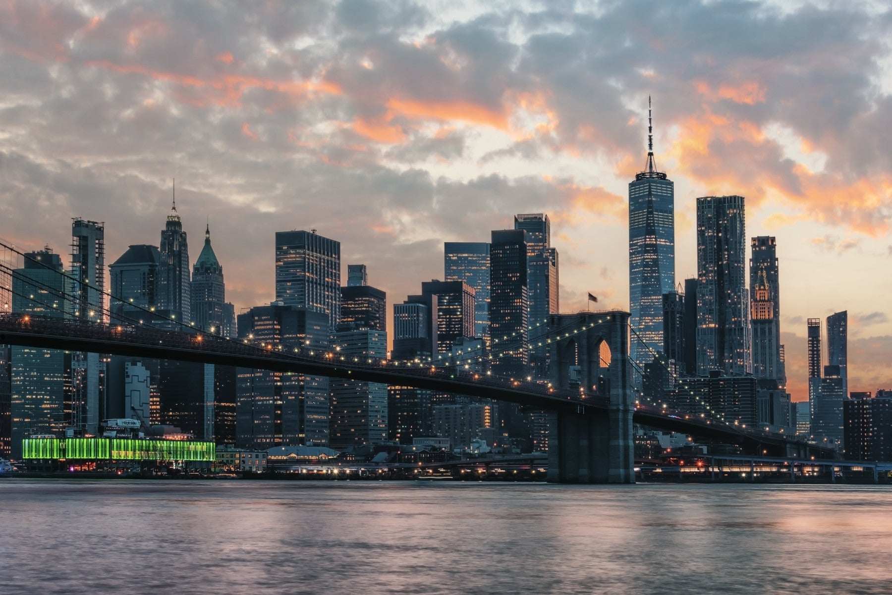 New York om aftenen vægmaleri