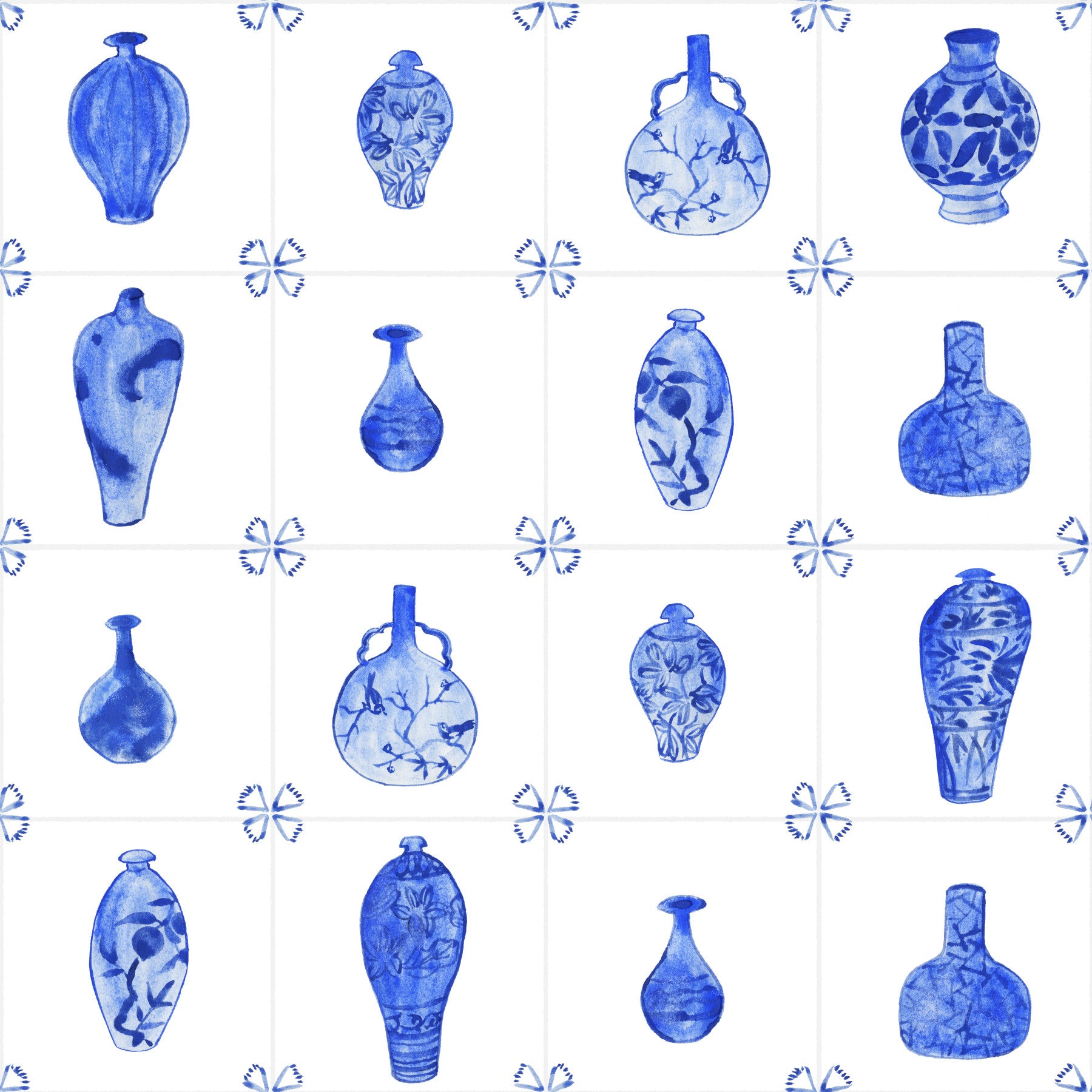 Papier peint en porcelaine bleu et blanc de Delft